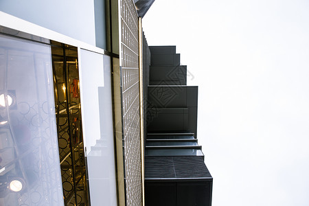 黑色建筑质感时尚大气商志建筑外立面背景