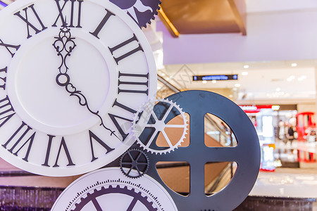 商场电影院商场装扮时钟齿轮背景