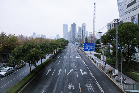 空阔大气道路城市建筑背景图片