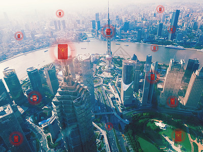 电子红包城市科技红包背景设计图片