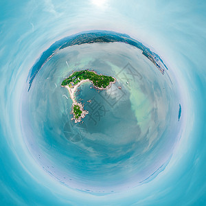 绿色星球360度航拍全景小行星背景