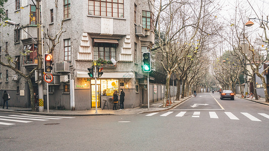 街头素材上海武康路背景