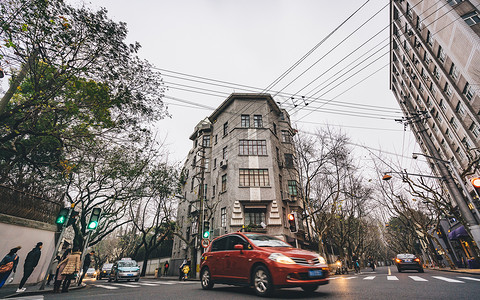 上海老味道上海武康路背景