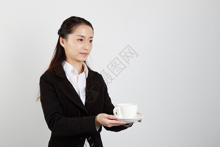 茶女设计素材白底合成素材商务人像女性背景
