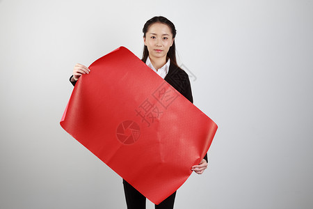 大绒红纸素材白底合成素材商务人像女性背景