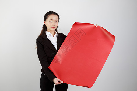 红纸空白素材白底合成素材商务人像女性背景