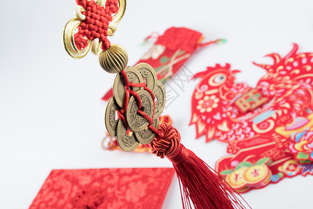 龙年新年快乐元素传统中国风挂饰背景