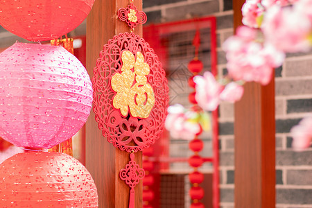 中式红龙年贺新年中国年过年福字素材背景