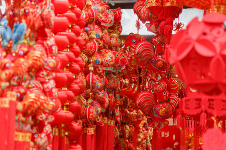 人群抢购素材中国新年春节喜庆吉祥元素背景