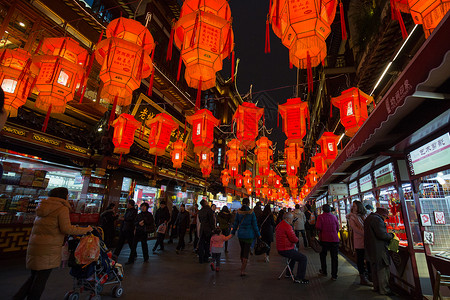 庙会集市中国新年春节灯会夜景背景