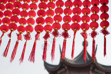 过年红灯笼中国古街景高清图片