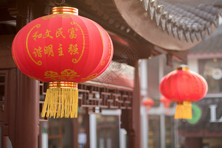 中式新年立体场景过年红灯笼背景