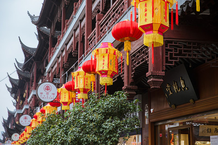 上海豫园民俗灯笼喜庆过年背景图片