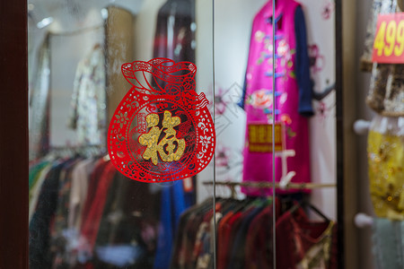 新年橱窗设计豫园店铺春节门面装扮背景