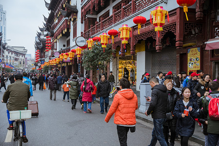 上海豫园民俗灯笼喜庆过年背景图片