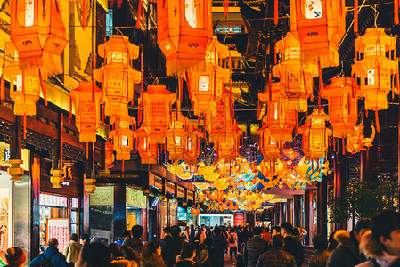 上海新年过年元宵节灯会背景