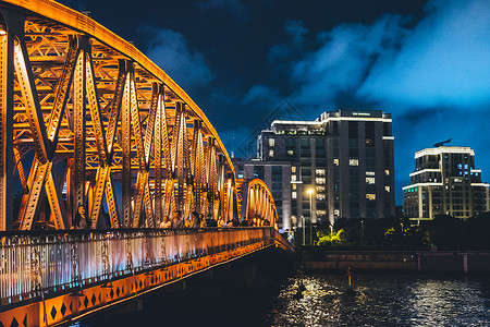 公路车辆夜景上海外白渡桥夜景背景