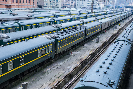 上海铁路局排列火车背景图片