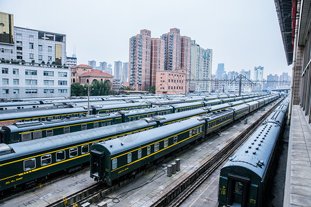 上海铁路局排列火车背景图片