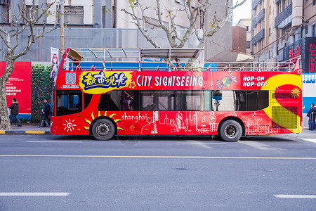 上海巴士上海观光巴士背景