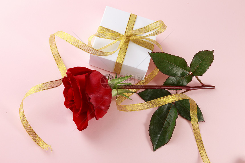 玫瑰和礼物盒图片