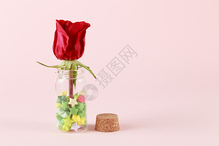 创意瓶子里的红玫瑰背景图片