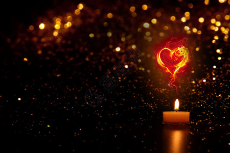 情人节浪漫的爱心蜡烛高清图片