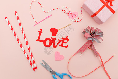 线条礼物盒浪漫的情人节道具背景