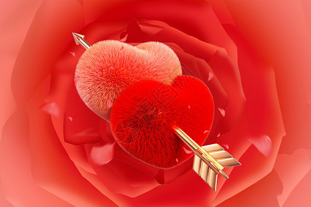 红玫瑰特写情人节浪漫爱心玫瑰背景设计图片