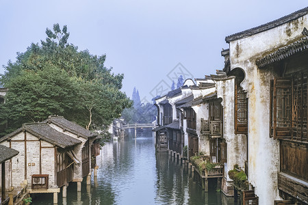 绿屋清晨的江南水乡--乌镇！背景