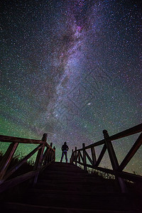 渺小的人星空背景