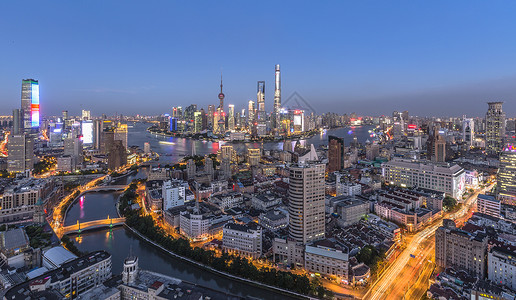 俯瞰上海夜景背景图片