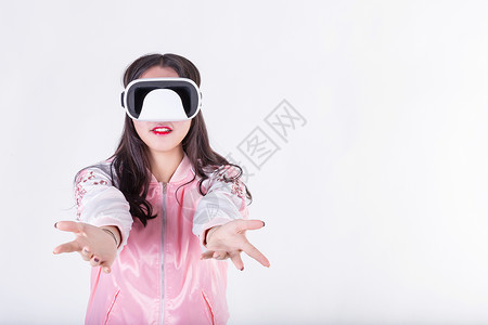 活泼可爱女性体验智能VR背景图片
