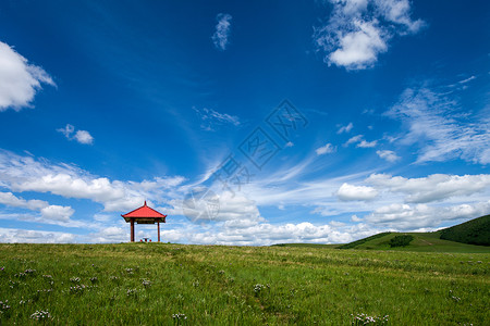 红色小亭子大美风光背景