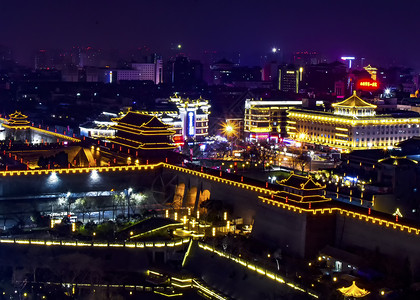 美丽的西安城墙夜景图片