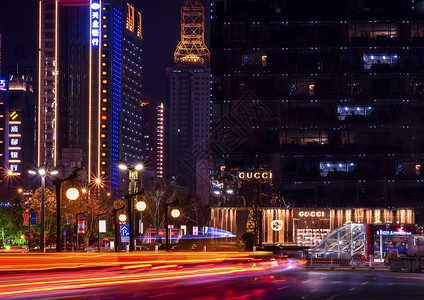 繁华的西安永宁门商圈夜景背景