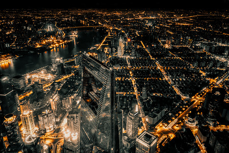 俯拍城市夜景上海城市夜景俯拍背景