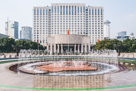 白天上海上海市政府人民广场背景