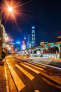 智能红绿灯上海中速交通夜景背景