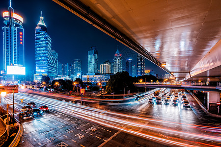 上海城市夜景车流图片