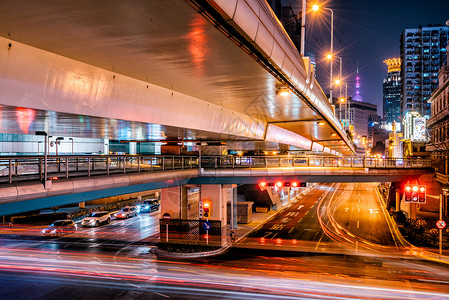 上海城市夜景车流图片