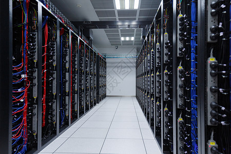 网络情报服务器机架和数据线背景