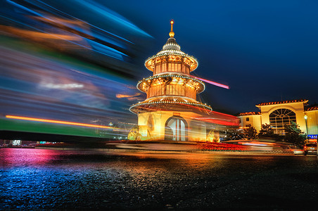 扬州旅游流光溢彩的文昌阁背景