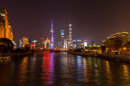 上海城市地标建筑夜景背景图片