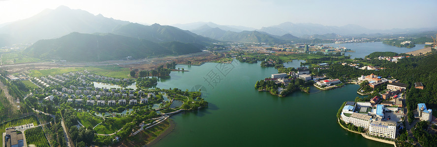 地产湖畔航拍景观背景