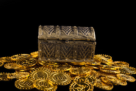 金币宝藏金币和宝箱背景