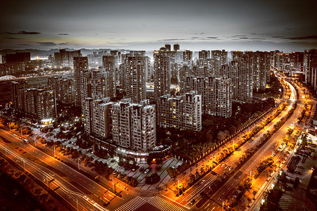 暖色城市城市高楼楼盘效果图背景