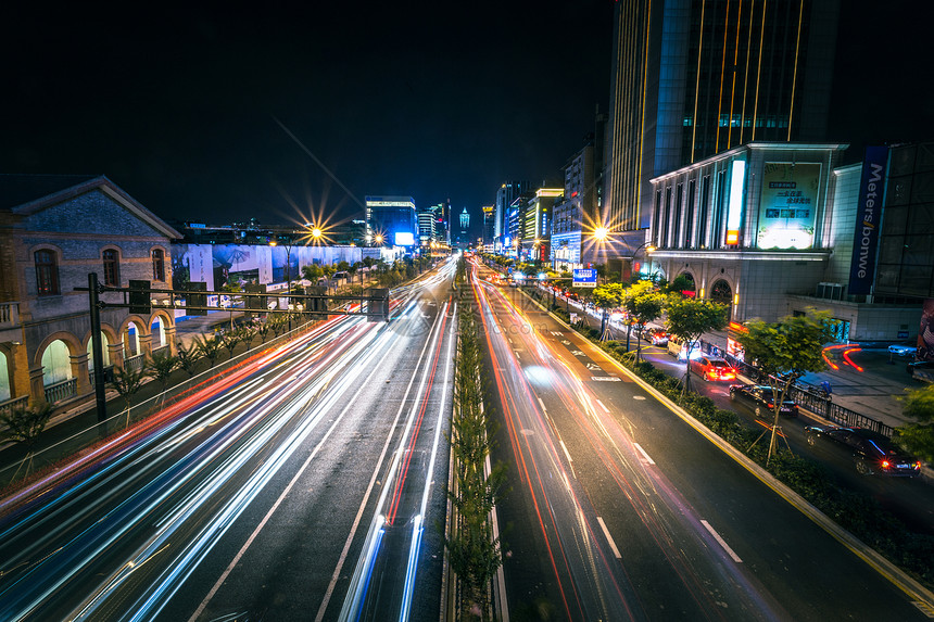 城市车流夜景图片