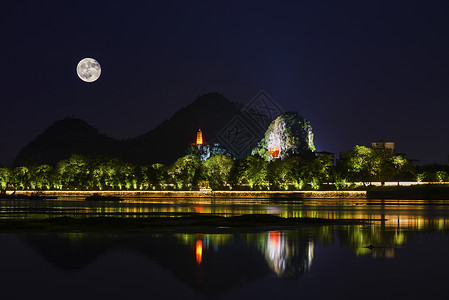 漓江月夜背景图片