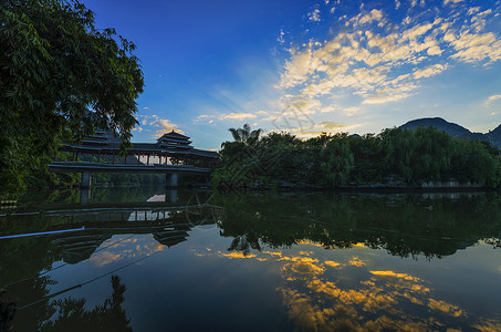 桃花江的晚霞背景图片